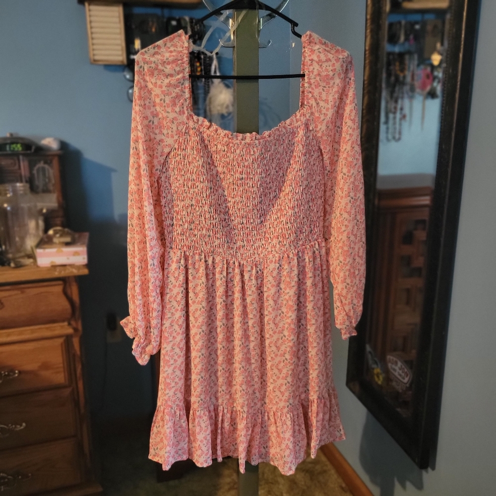 Square Neck Baby Doll Floral Dress